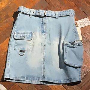 Light Blue jean Skirt with Pockets